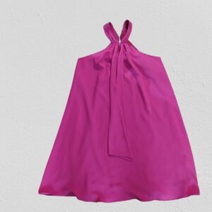 Trina Turk Verge Mini Dress Size M,  New Hot Pink Halter Dress,‎ Keyhole Back